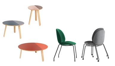Beetle chair & Paper table by GamFratesi